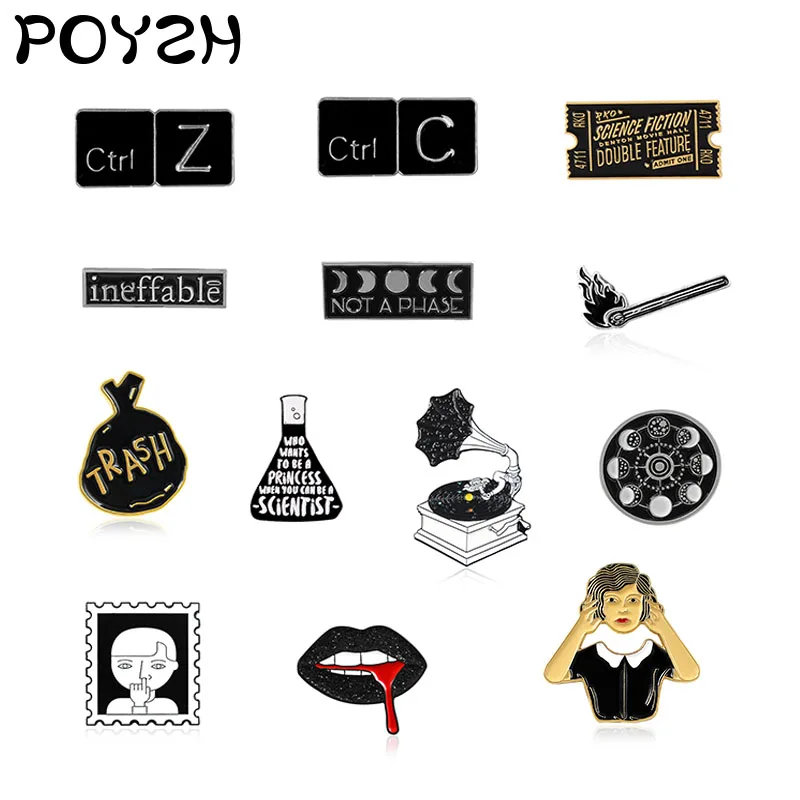 Черная брошь булавка сочетание солнца Луны пламени мальчика женщины музыкальная