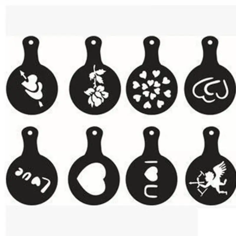

8PCS/Set Coffee Mold Cappuccino Decoration Fashion 8 Patterns Print Shape Latte Essential Fancy Coffee Matching Appliance