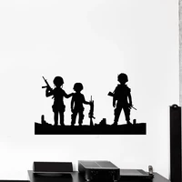 Wall Decal Warriors Weapon Boys War Military Art Vinyl Window Stickers Kids Bedroom Playroom Nursery Home Decor Cool Mural M061