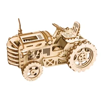natural wooden mechanical tractor model kit to build for adults and kids detailed and sturdy 3d wooden puzzle