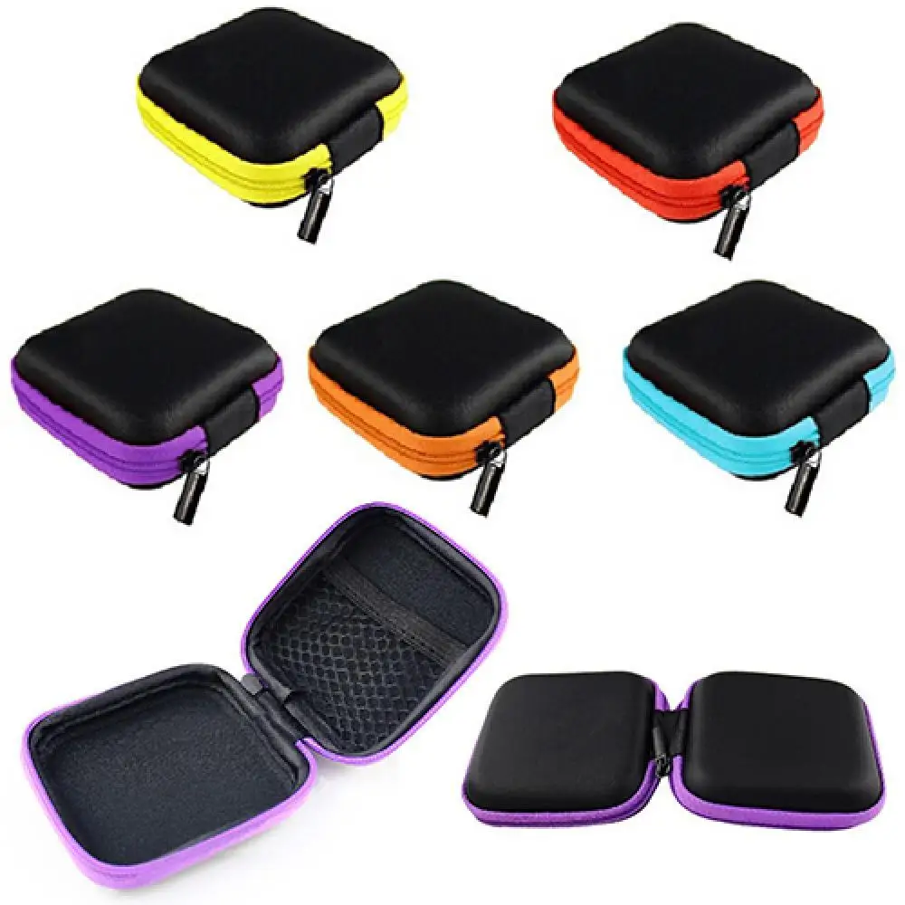 

Square Pocket Hard Case Portable Storage Bag for Headphone Earphone Earbuds TF SD Card Coins