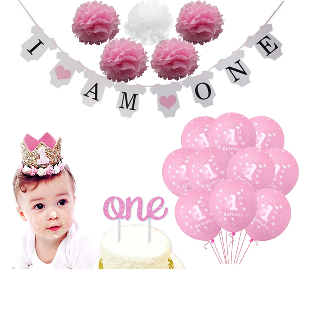 Blue Pink It is Boy or Girl Paper Tableware Set First 1st Birthday Banner Hat For Baby Shower Gender Reveal Baptism Party Supply | Дом и сад