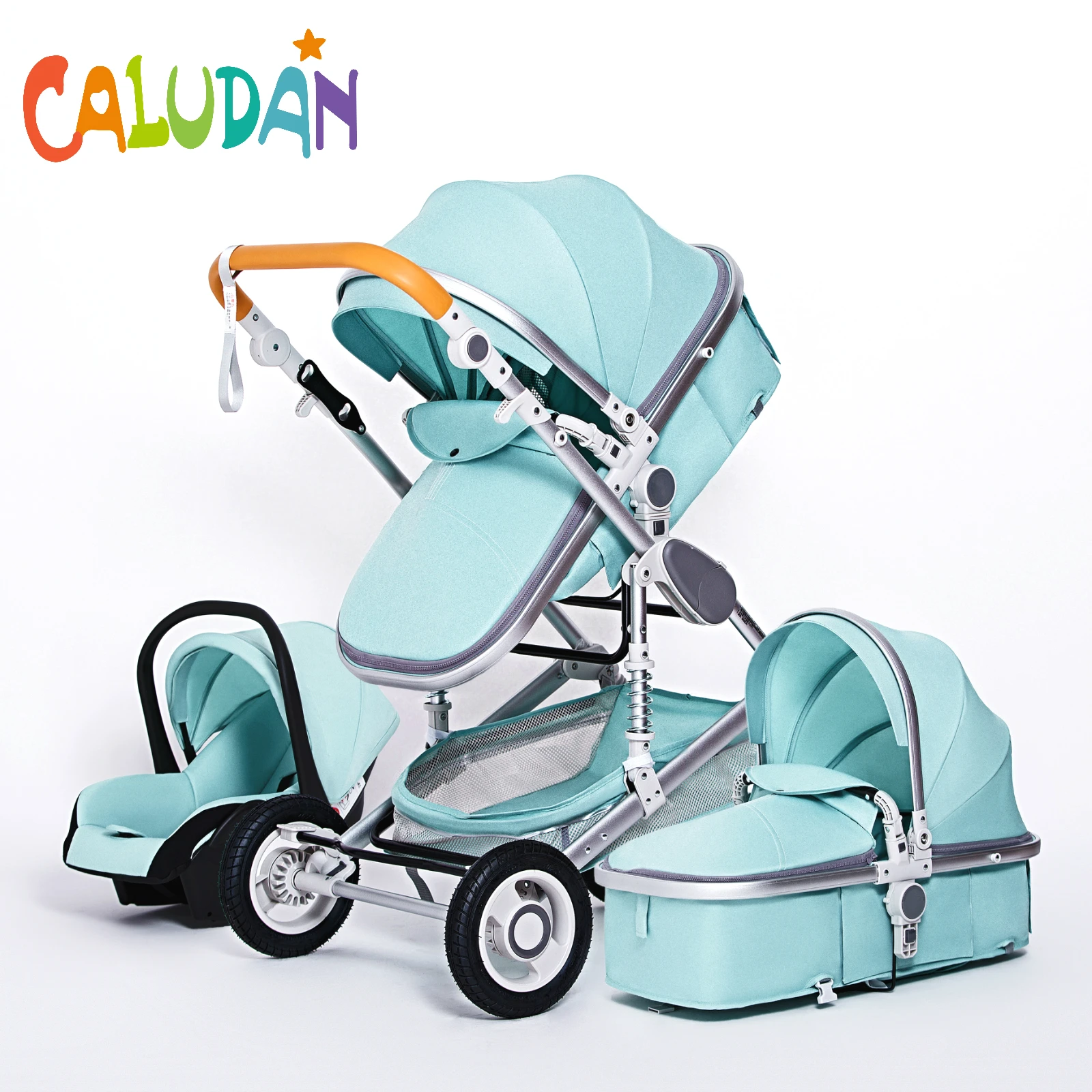 High Landscape Baby Stroller 3 in 1 With Car Seat Pink Stroller Luxury Travel Pram Car seat and Stroller Baby Carrier Pushchair images - 6
