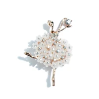 high grade dancing girl temperament simple personality korean crystal womens brooch suit decorative pin