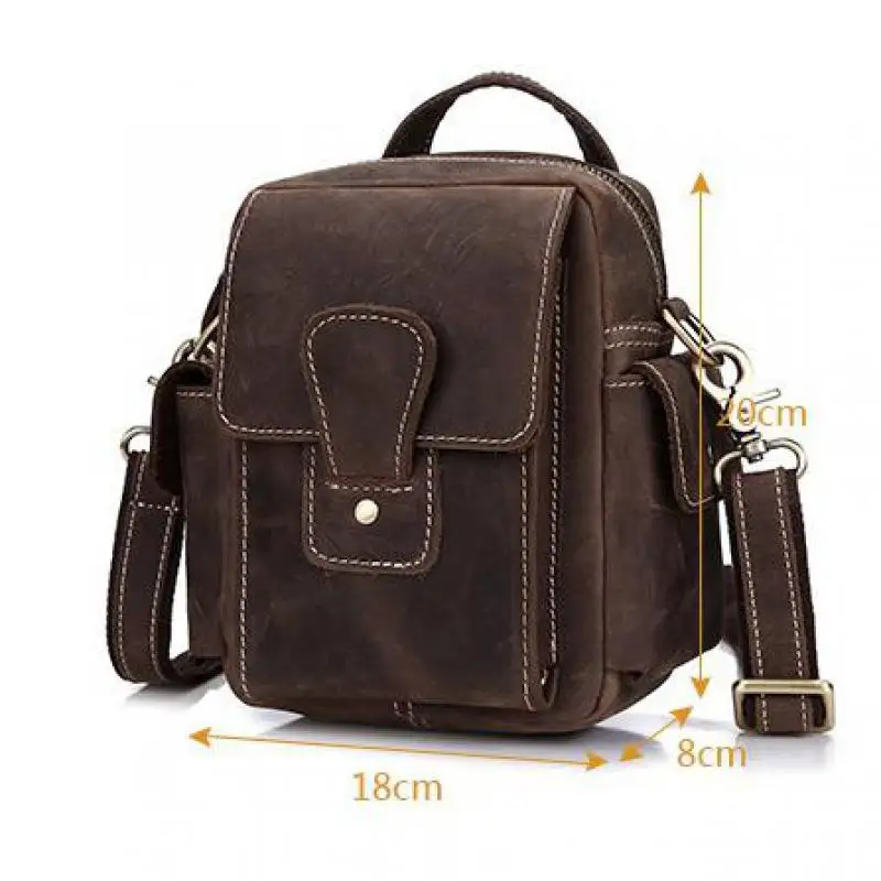 

YourSeason Solid Genuine Leather Men Shoulder Crossbody Bags Male Retro Crazy Horse Leather Small Handbags 2021 Multifunctional