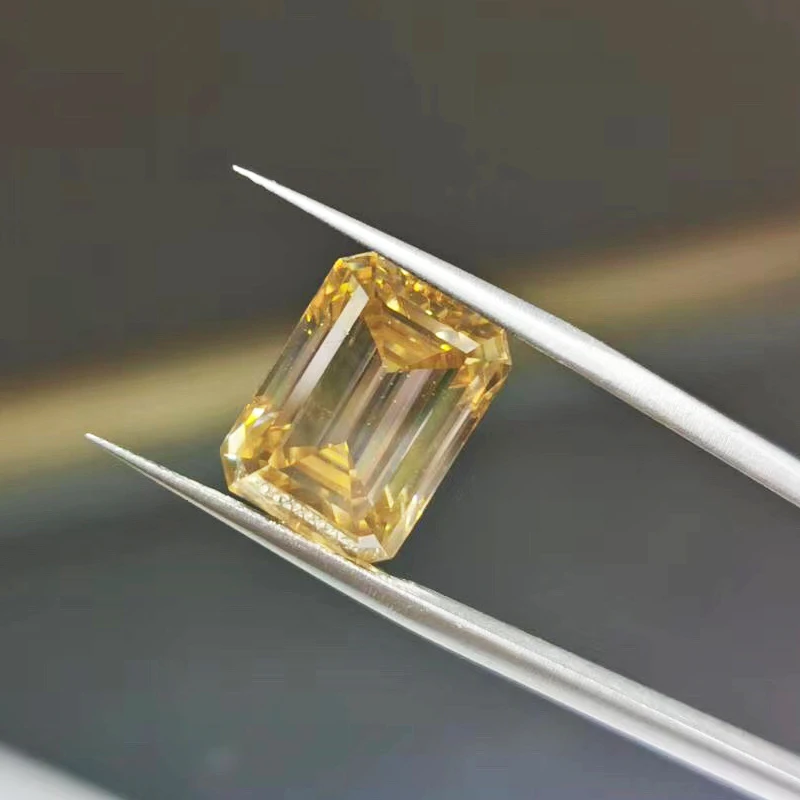 Yellow Emerald Diamond Moissanite 6x8mm 2ct Excellent Cut GRA Loose Moissanites Gemstone