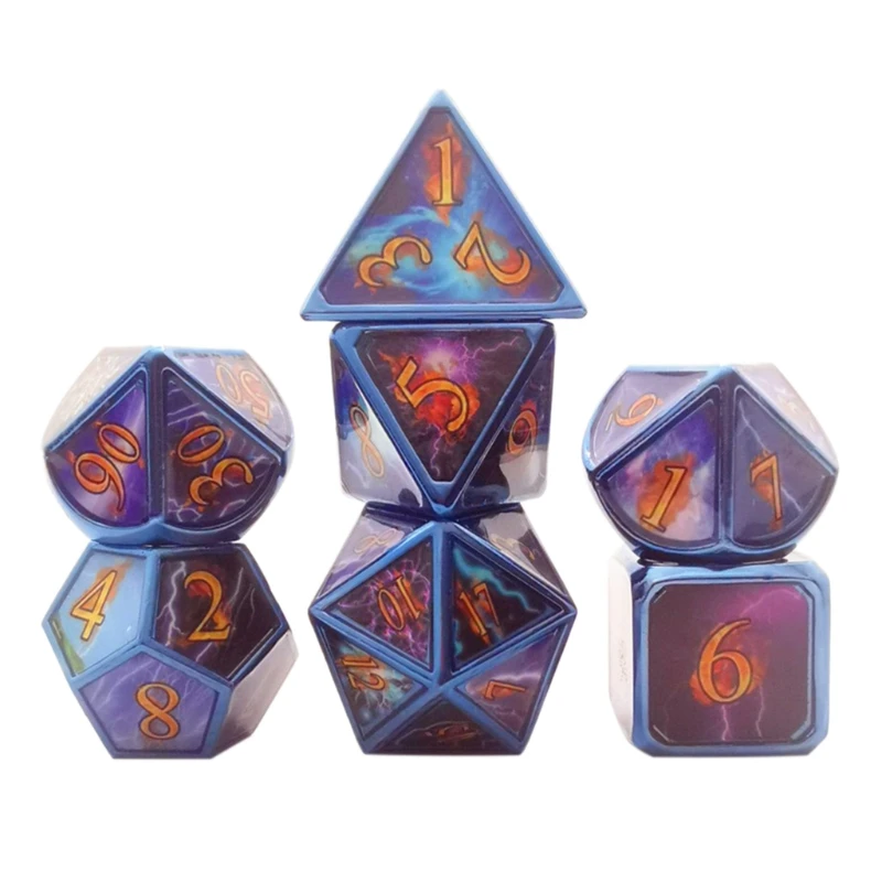 

7pcs New Deluxe Metal Dice Polyhedral Board Game Dice Set for friends Party RPG MTG 24BD