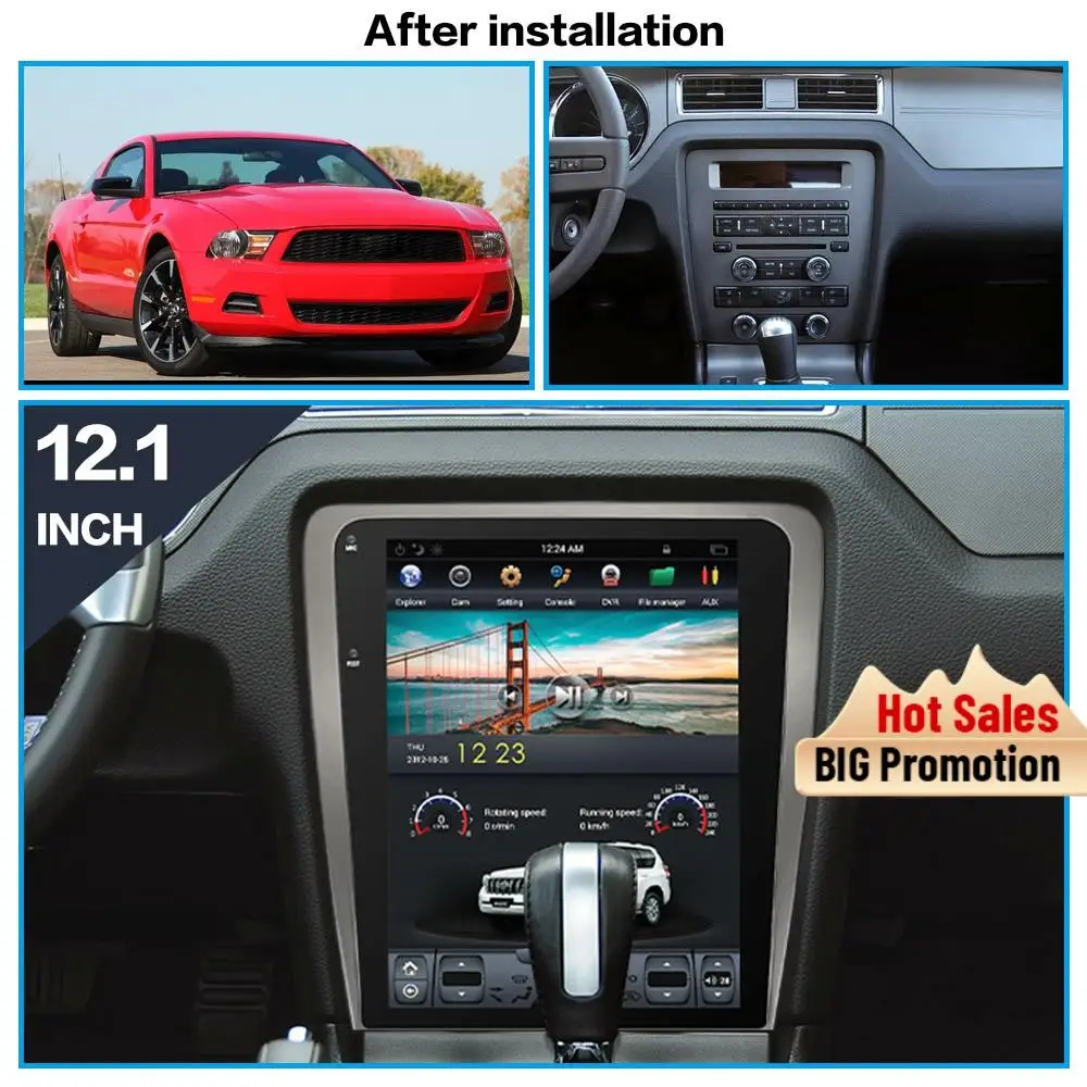 

12.1" Tesla Screen Car GPS Navigation Multimedia Play For Ford Mustang 2010 2011 2012 2013 2014 Radio Receiver Auto Audio Stereo