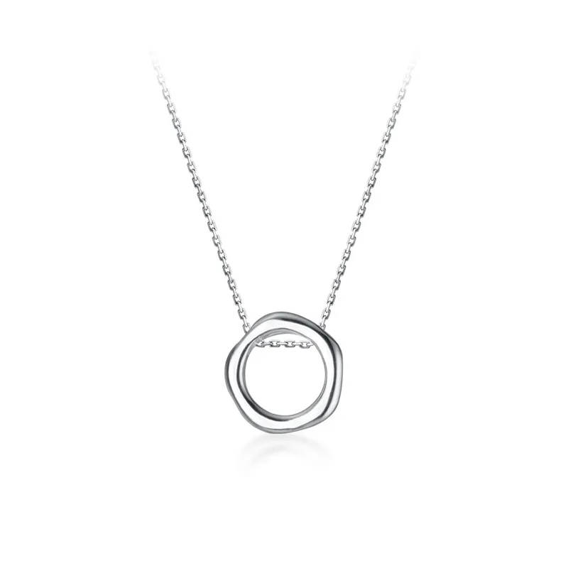 

Minimalist Irregular Circle Round Necklaces & Pendants 925 Sterling Silver Chain Simple Style Jewelry For Women Anniversary Gift