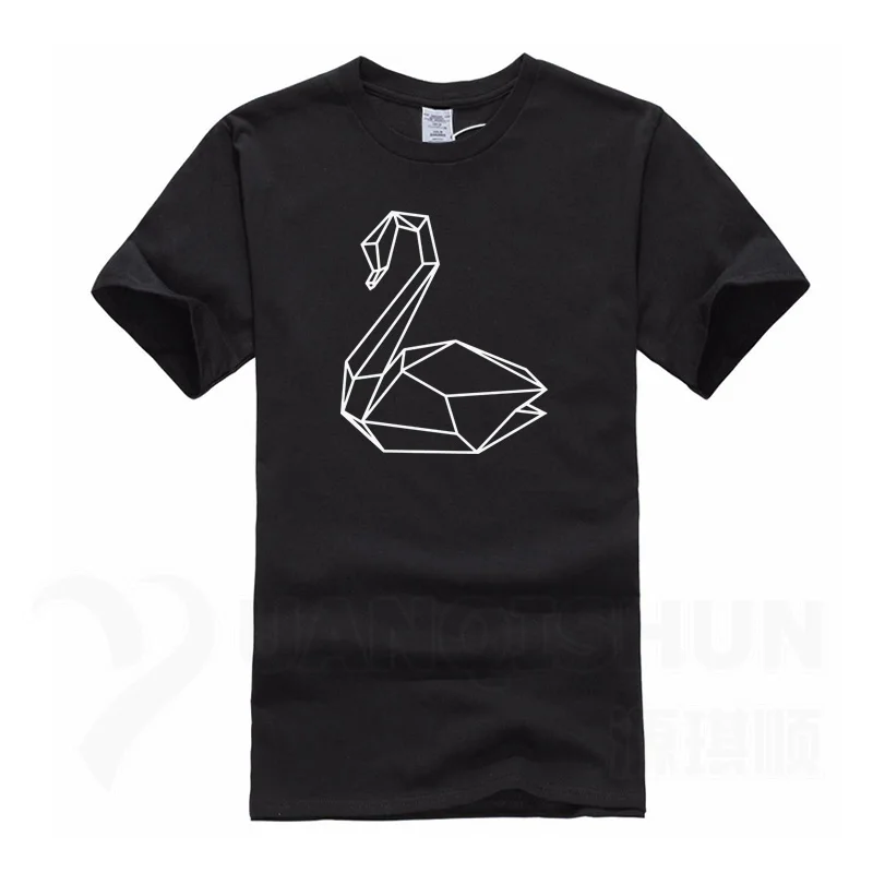 Футболка с рисунком оригами лебедей простые футболки геометрическим животных