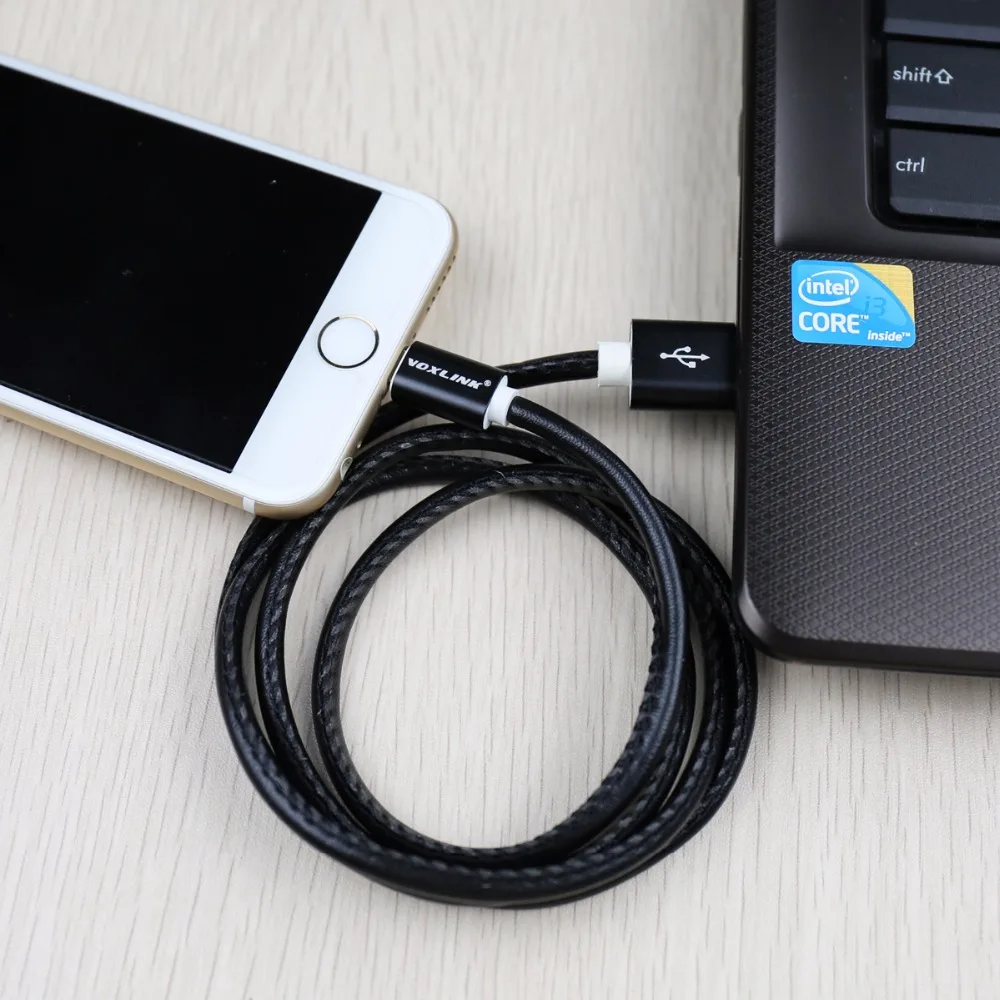 Usb кабель VOXLINK для iPhonex 8 7 Plus USB из искусственной кожи синхронизации данных и