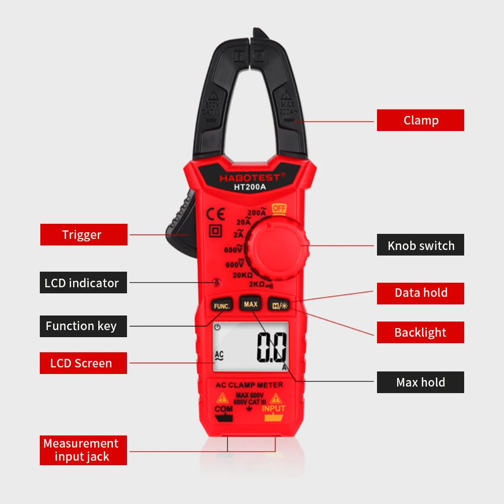 Цифровой мини мультиметр HABOTEST HT200A измеритель зажимов переменного тока функция