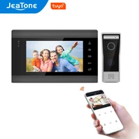 jeatone wifi tuya 7white video door phone intercom system with 720pahd wired doorbell camera remote unlock motion detection