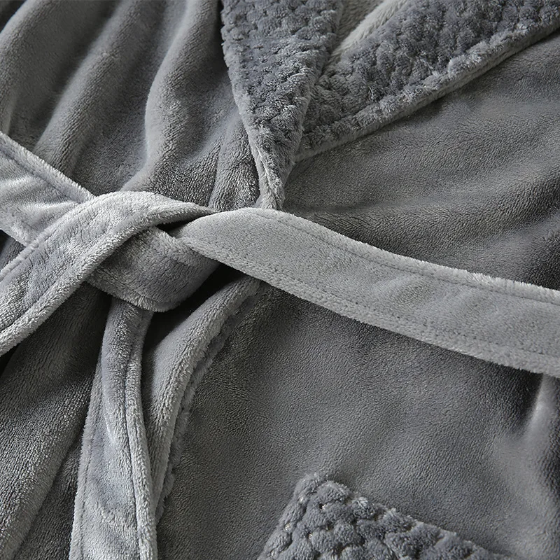 Теплая одежда для сна белые толстые фланелевые мужские кимоно банные халаты