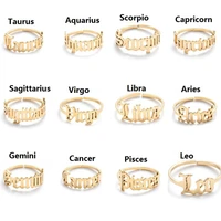 open gold silver color 12 star signs finger rings birthday friendship jewelry gift personality zodiac rings for women