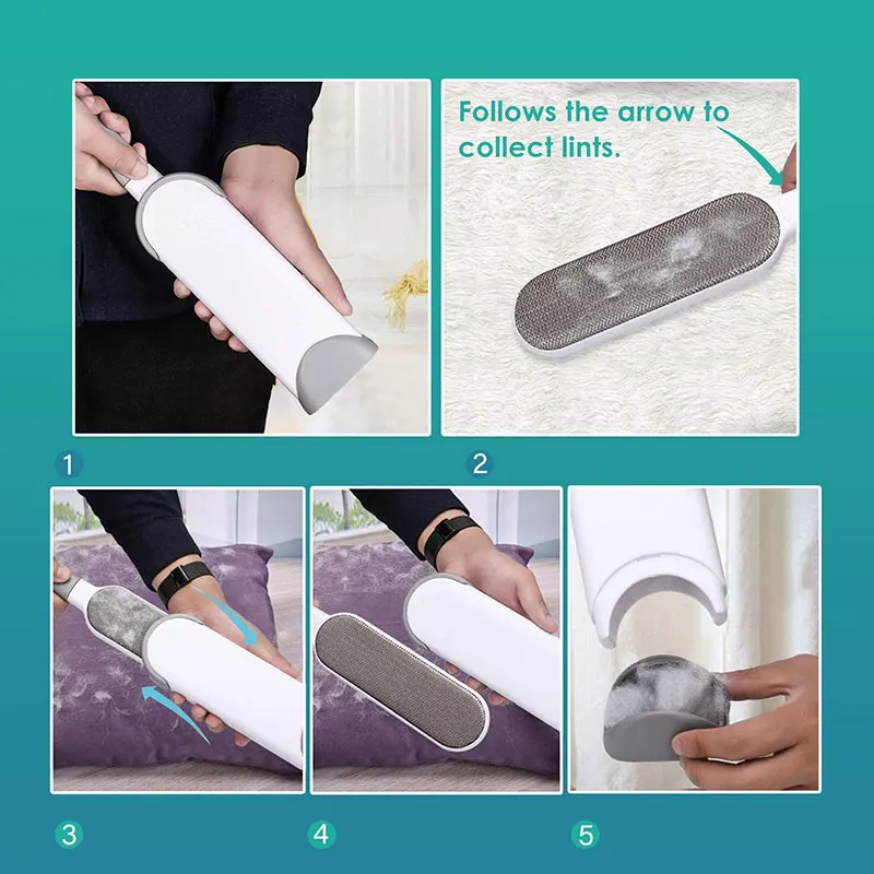 

Pet Hair Remover Brush, Lint Brush with Self-Cleaning Base, Double-Sided Dog & Cat Hair Remover