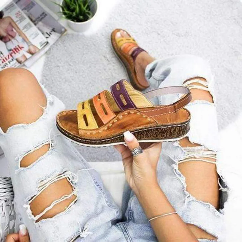 New Summer Women Sandals Stitching Sandals Ladies Open Toe Casual Shoes Platform Wedge Slides Beach Woman Shoe