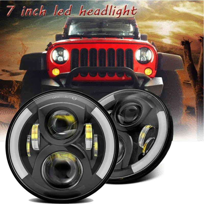 7 дюймовый круглый светодиодный налобный фонарь Halo Ring Angel Eye DRL Янтарный