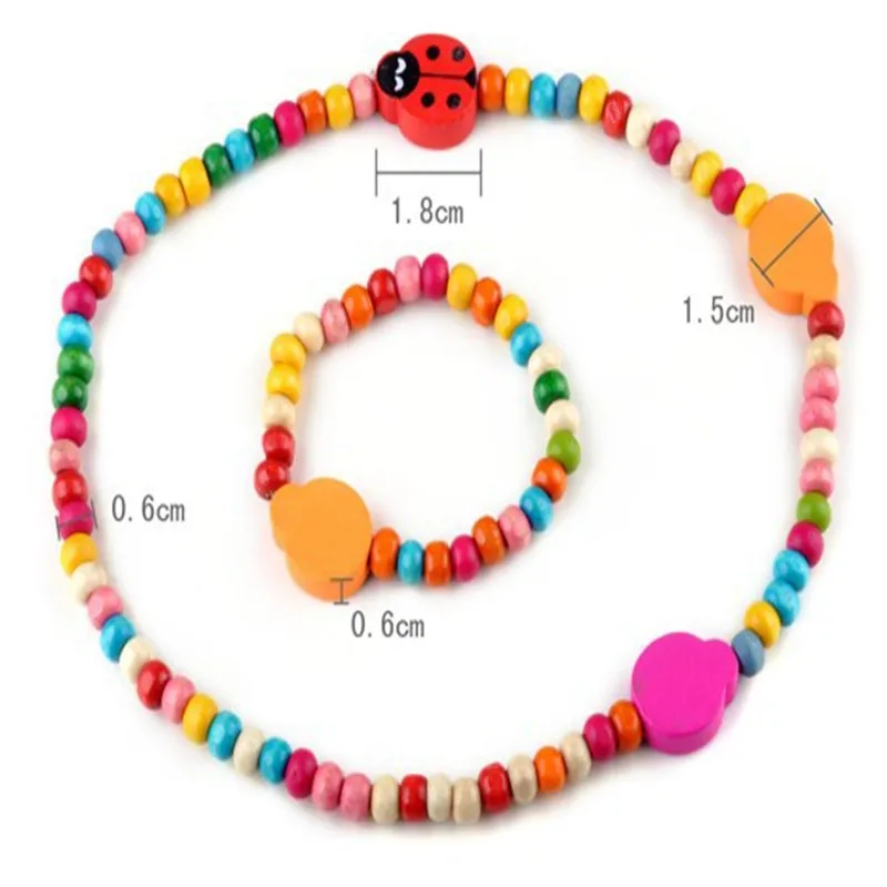Trendy Girls Wooden Cute Smile Fruit Heart Beads Necklace Bracelet Baby Children Jewelry Set Accessories | Украшения и аксессуары