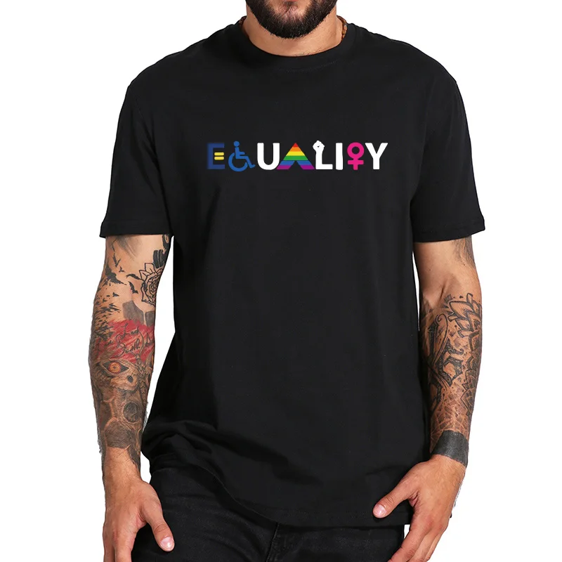 

EQUALITY Equal Rights LGBTQ Ally Unity Pride T-Shirt 100% Cotton EU Size Summer Tops Tee