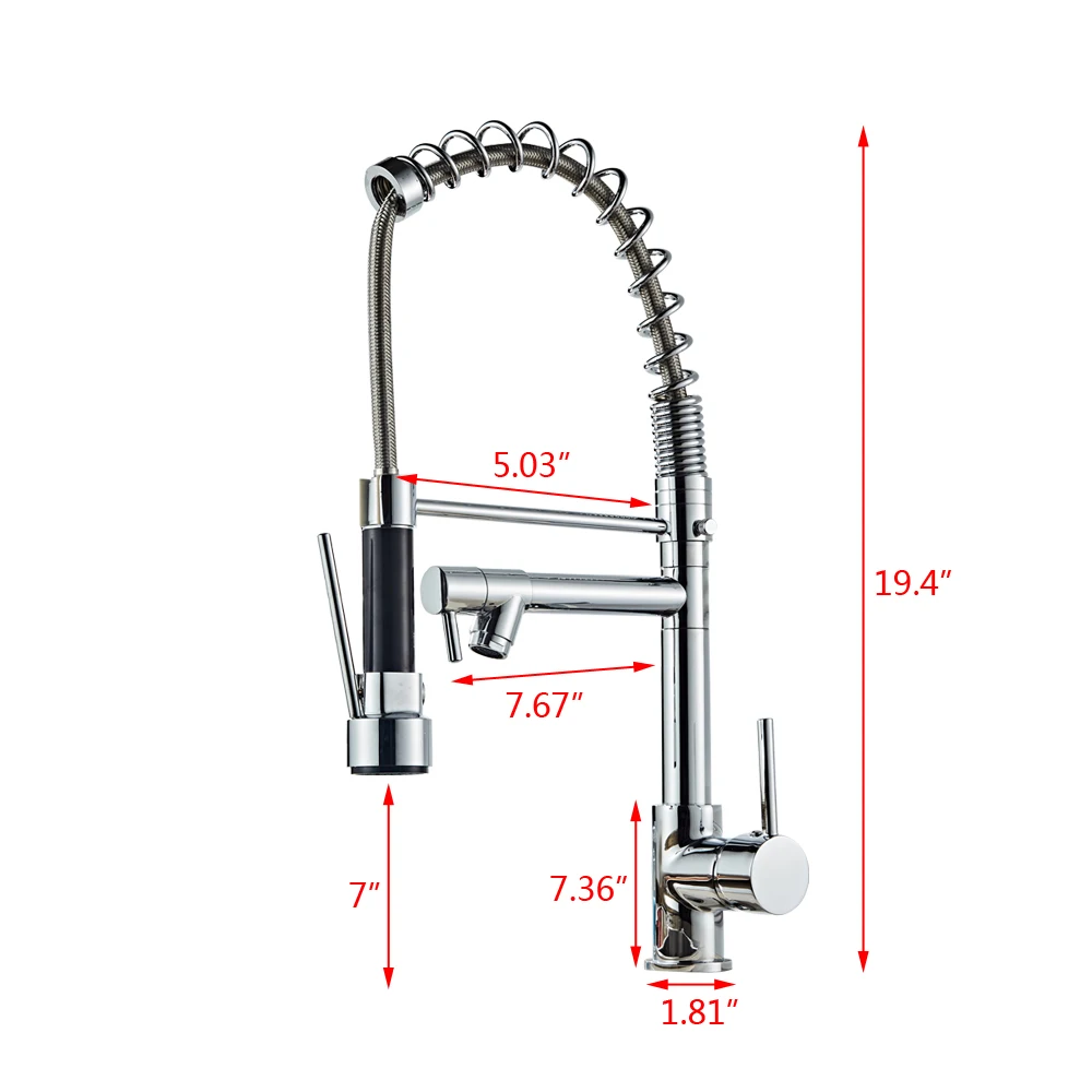 Весна кухня все медь двойной выход кран поворотный носик Pull вниз опрыскиватель