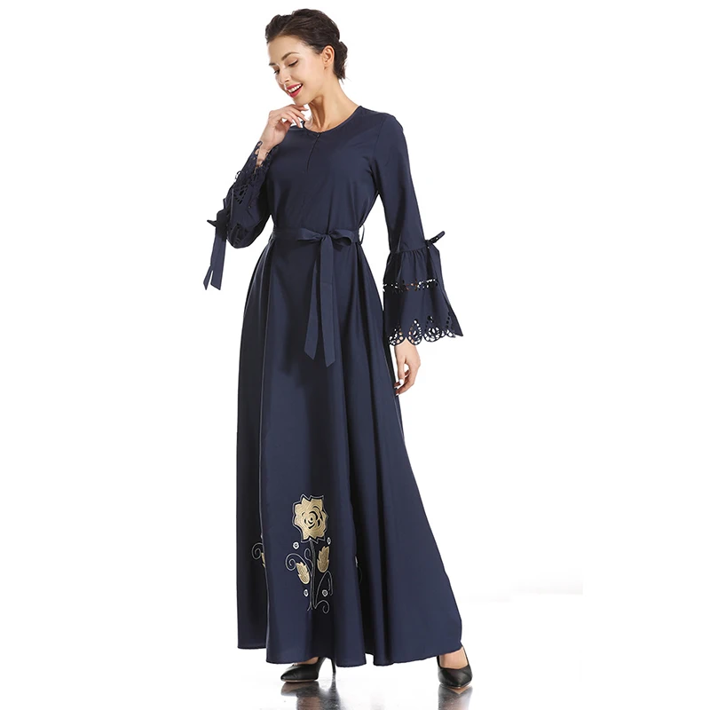 Арабский мусульманский на шнуровке Цветочные Вечерние платья абайя этнический