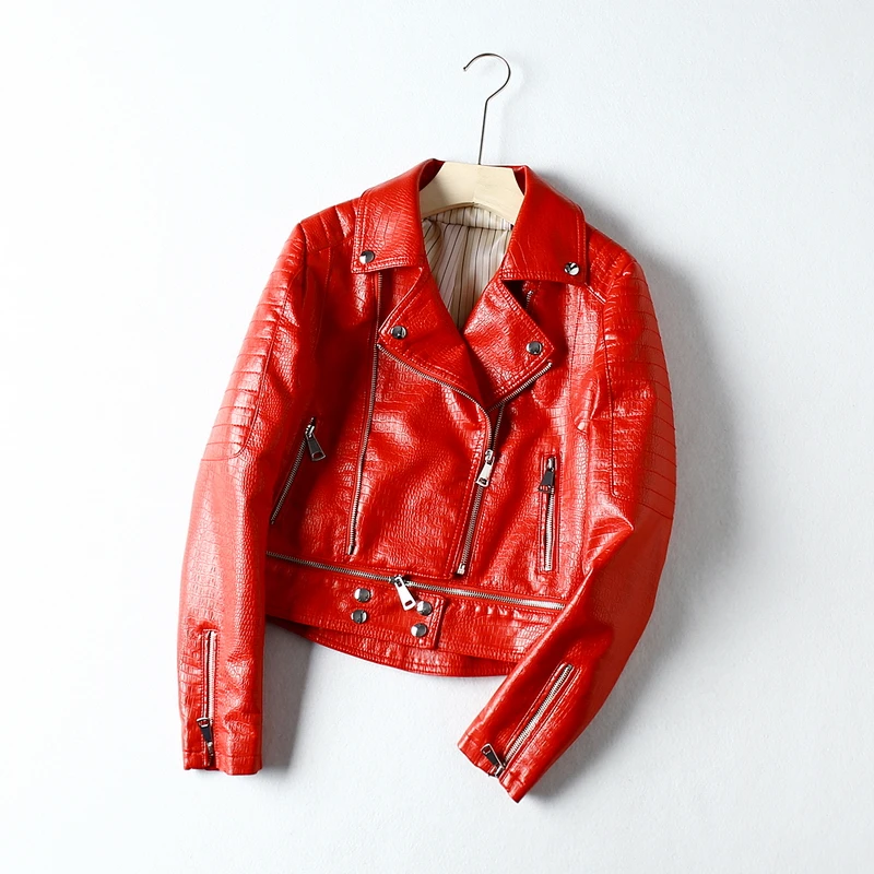 

Осенняя куртка из искусственной мягкой кожи, Женская куртка со съемным подолом, кожаная куртка с заклепками на молнии, мотоциклетная верхня...