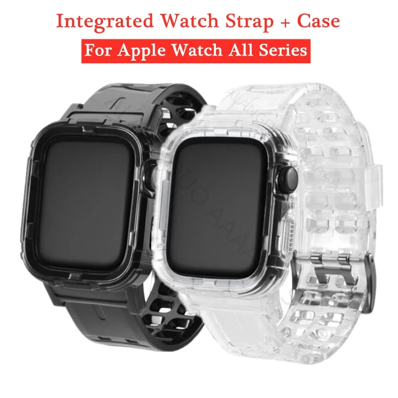 Ремешок спортивный летний для Apple Watch Series 1 2 3 4 5 встроенный прозрачный браслет и