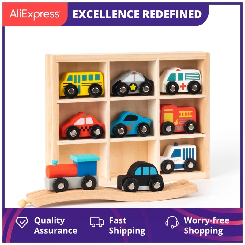 

Деревянные игрушечные автомобили для детей, малышей, мальчиков и девочек, совместимы с деревянными дорожками от всех основных брендов Wt901