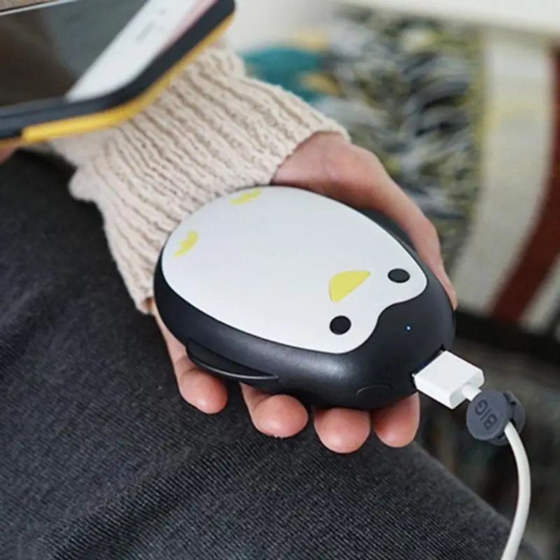 5200 мАч USB грелка для рук зарядное устройство для мобильного телефона из ПВХ в форме пингвина портативное зимнее теплое устройство для тела