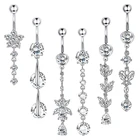 1 шт. Циркон пупка Кольца CZ Кристалл Висячие пупка пирсинг 316L хирургические Сталь штанга для пирсинга пупка кольца кнопки 14G сексуальный пирсинг ювелирные изделия