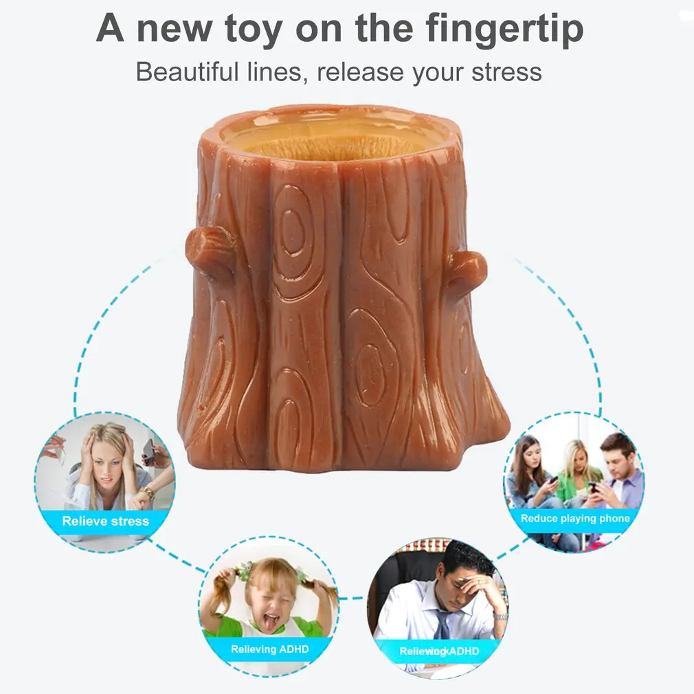 Squeeze Rubber Squirrel Cup Children's Toy Evil Decompression Tree Stump Oak Cute Miniature Telescopic Pen Holder Game Gift | Игрушки и