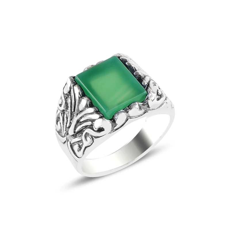 

Серебряное кольцо Silverlina с зеленым агатом