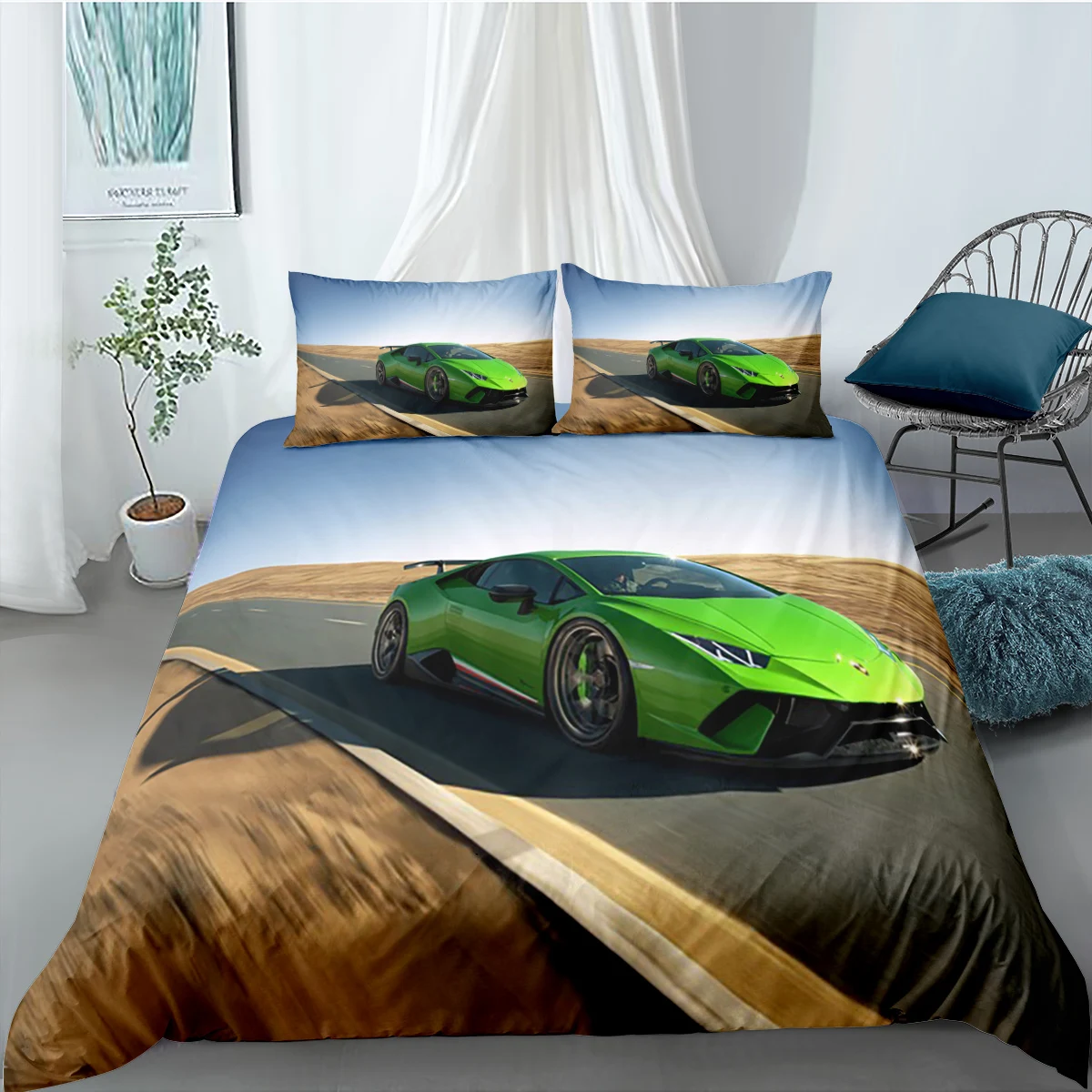 

Luxury Racing Car Bedding Set 3D Printed Duvet Cover King Queen Size 2/3pcs Microfibre Child Soft Comforter Adults Single Bed