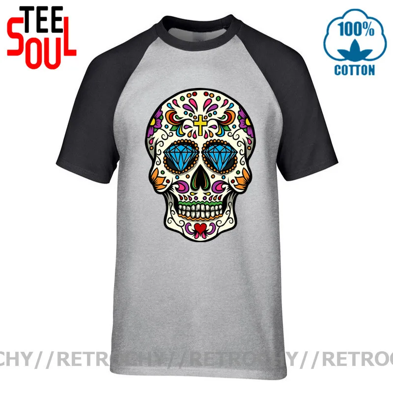 Мужская футболка с принтом мексиканского черепа Приталенная для фитнеса 2021