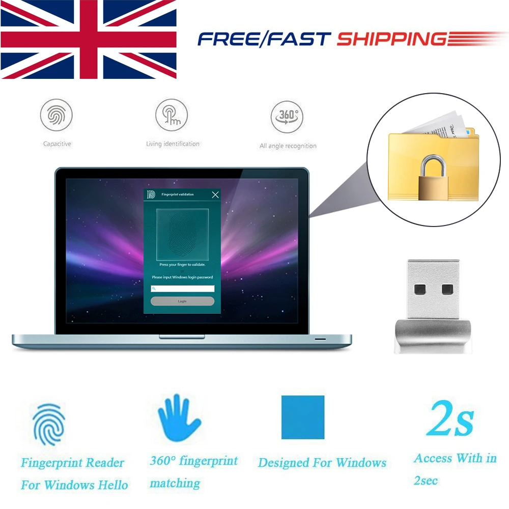 Алюминиевый мини USB модуль считывания отпечатков пальцев для Windows 8 windows 10 сканер