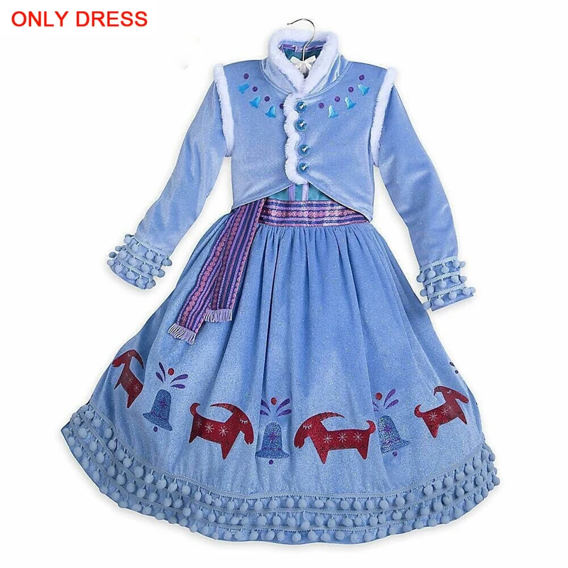 only dress M Новинка года; платье принцессы Анны и Эльзы 2; платье Снежной Королевы для девочек; маскарадный костюм на Хэллоуин; зимний костюм Эльзы для детей; Vestidos - Цвет: only dress M