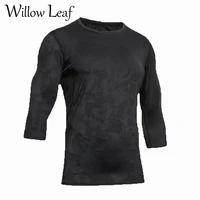 willow leaf 2021 running shirt mens long sleeve gym male sportswear compression dry fit shirts for boy fitness sport clothing