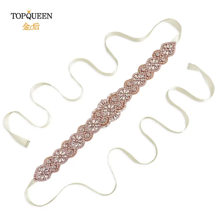 ivory TOPQUEEN S161B-RG, розовое золото, свадебный пояс, стразы, стразы, пояс для свадебного платья - Цвет: ivory