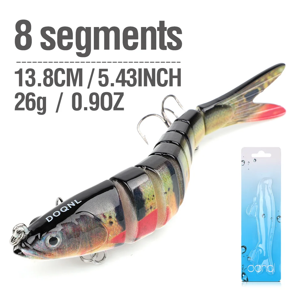 DONQL 8 Segment Crank Fishing Lure 13.8cm ArtificialSinking Wobblers Crankbait Plastic Hard Swimbait Bass Trout Fishing Lures - Цвет: 4093