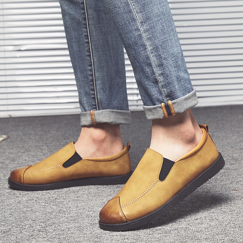 Мужские повседневные Модные лоферы сезон весна-осень дышащие удобные слипоны в
