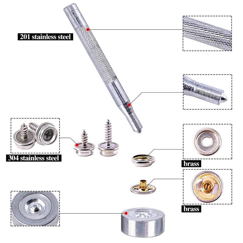 120 шт. набор крепежных кнопок из нержавеющей стали |