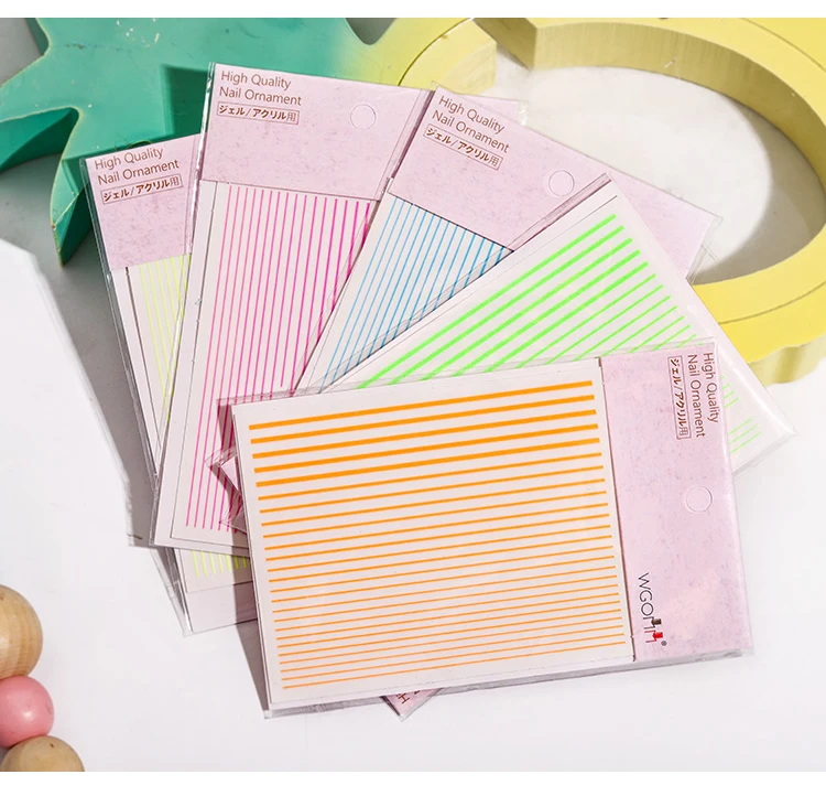 

5pcs/lot Fluorescent Candy Color Nail Sticker Curve Lines Nails Stickers Self-Adhesive Striping Tape Decals Nail Art Accessories