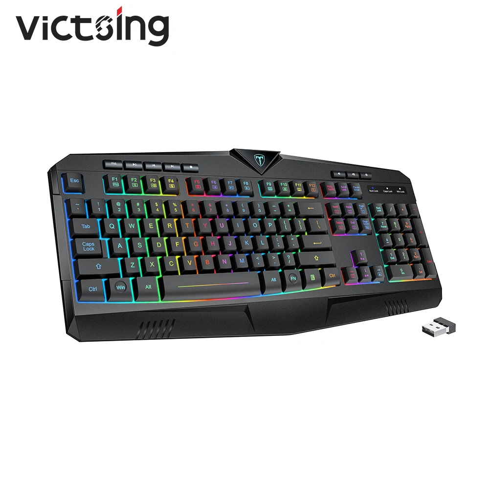 Беспроводная игровая клавиатура VicTsing PC302 2 4G перезаряжаемая Бесшумная