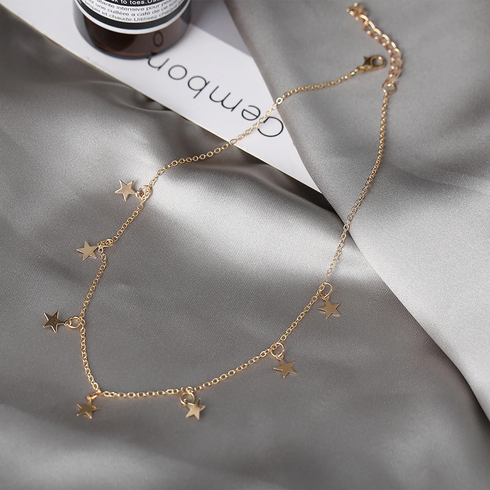 Вечерние ское ожерелье с кулоном в виде звезды золотого цвета|Ожерелья