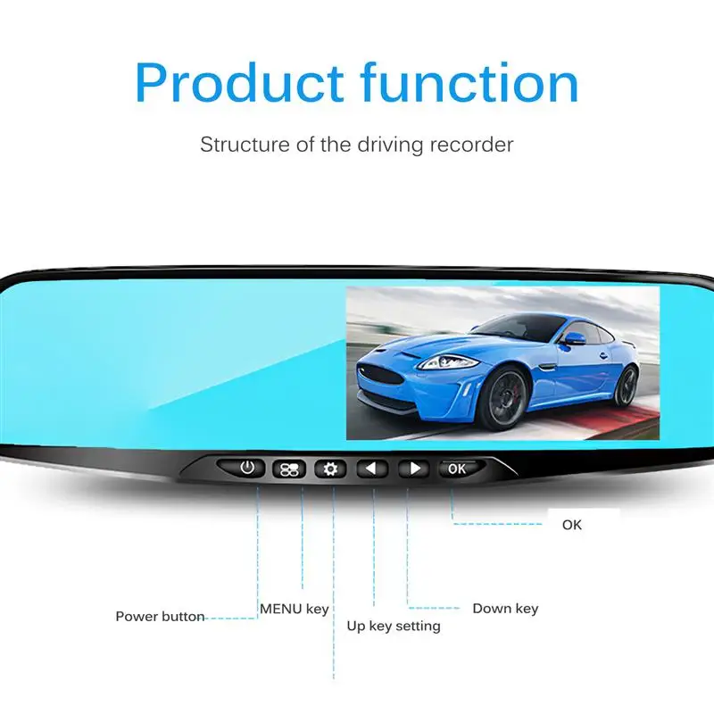 

140degree wide angle 4.3 Inch Car Camera with Dual Lens Record USB Car DVR Rear View Mirror Video Recorder high-definition video