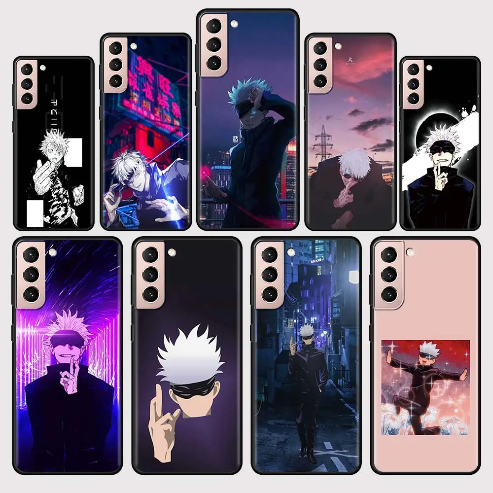 

Gojo Satoru Soft TPU Phone Case For Samsung Galaxy S21 S20 Ultra S10 Lite S9 S8 Plus S20FE 5G Black Silicone Cover Funda