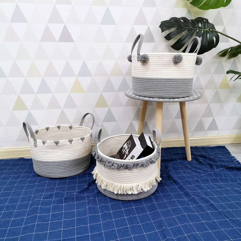 D34XH23 хлопковое ведро для хранения ватная веревка шерстяной шар популярный стиль