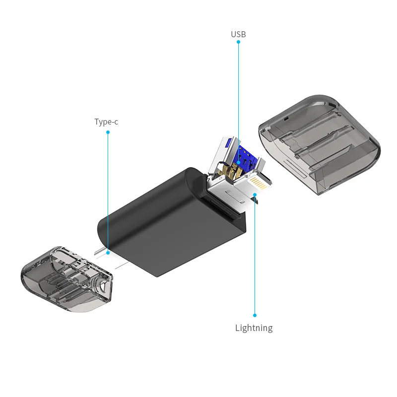 

USB-флеш-накопитель DM 3 в 1 для iPhone для смартфона типа C для Mac APD005