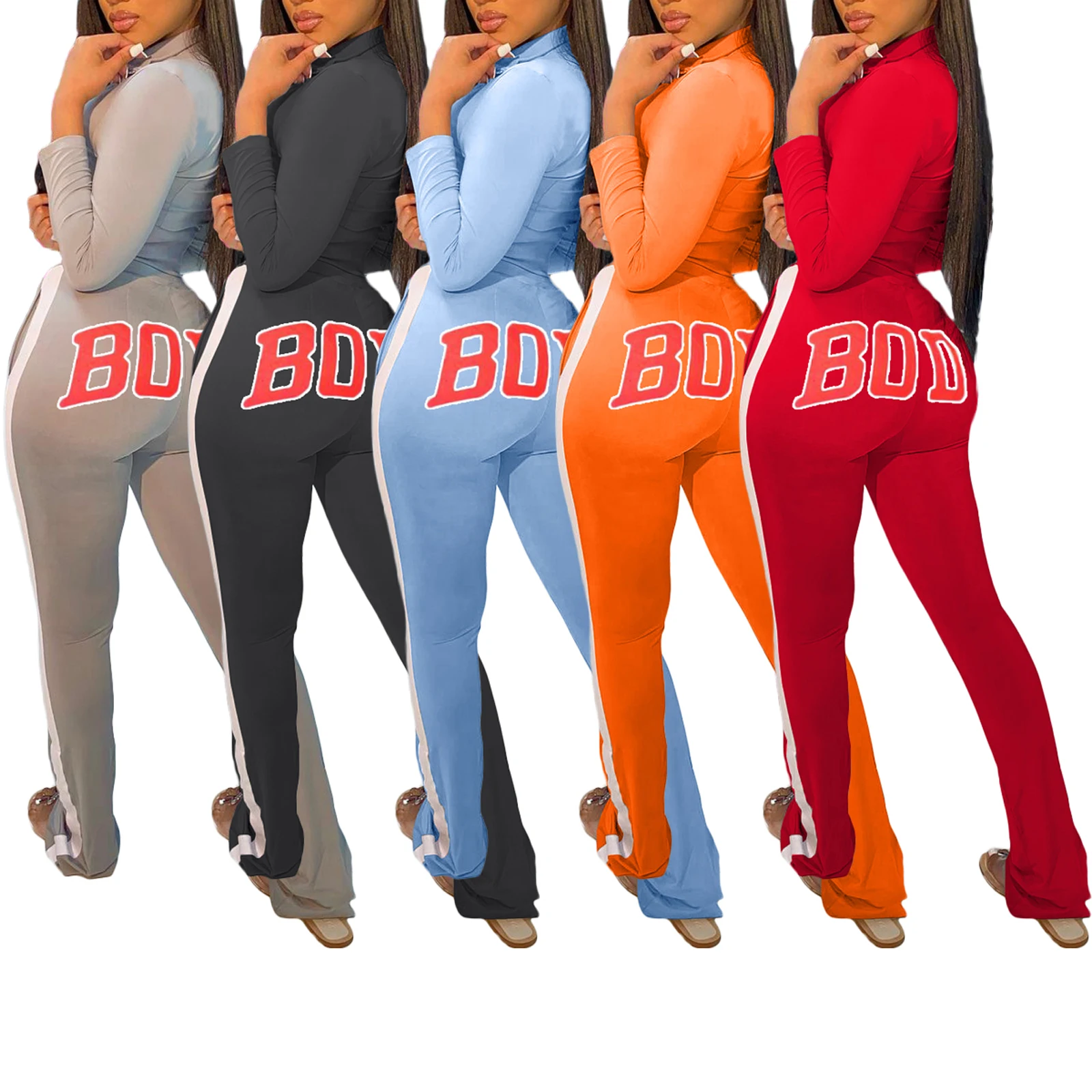 

Женский Повседневный Спортивный комплект из 2 предметов, Топ с длинным рукавом и буквенным принтом + брюки, комплект для женщин, спортивные к...